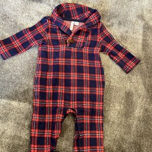 Janie and Jack Plaid Red and Blue One Piece